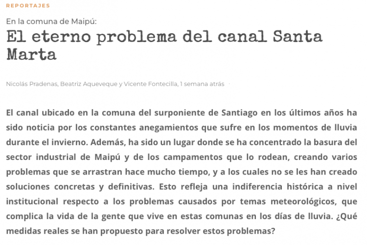 Doble Espacio | El eterno problema del canal Santa Marta