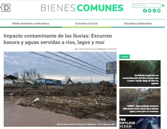El Desconcierto | Impacto contaminante de las lluvias: Escurren basura y aguas servidas a ríos, lagos y mar