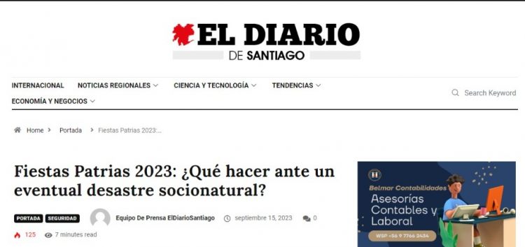 El Diario de Santiago | Fiestas Patrias 2023: ¿Qué hacer ante un eventual desastre socionatural?