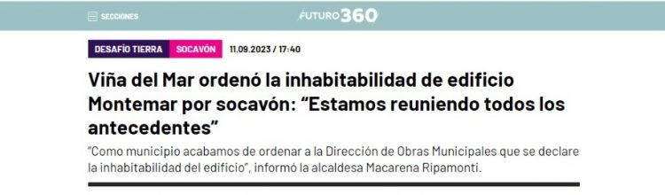 Futuro 360 | Viña del Mar ordenó la inhabitabilidad de edificio Montemar por socavón: “Estamos reuniendo todos los antecedentes”