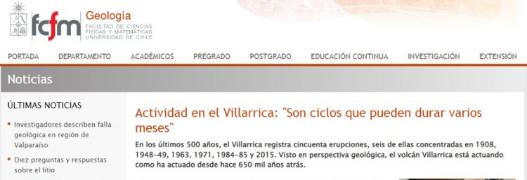Geolgía U de Chile | Actividad en el Villarrica: «Son ciclos que pueden durar varios meses»