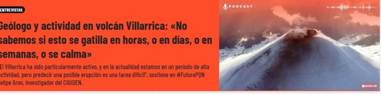 Radio Futuro | Geólogo y actividad en volcán Villarrica: «No sabemos si esto se gatilla en horas, o en días, o en semanas, o se calma»