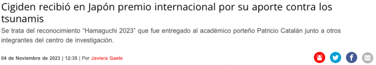 Soy Chile | Cigiden recibió en Japón premio internacional por su aporte contra los tsunamis