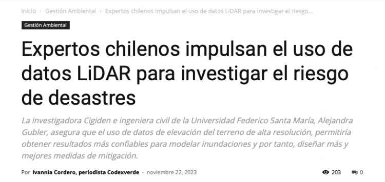 CodeXverde | Expertos chilenos impulsan el uso de datos LiDAR para investigar el riesgo de desastres