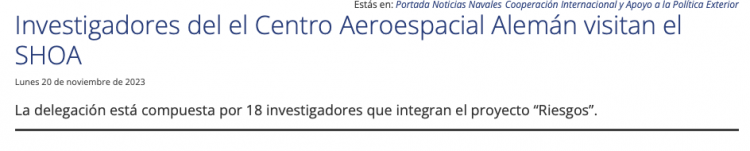 Armada | Investigadores del el Centro Aeroespacial Alemán visitan el SHOA