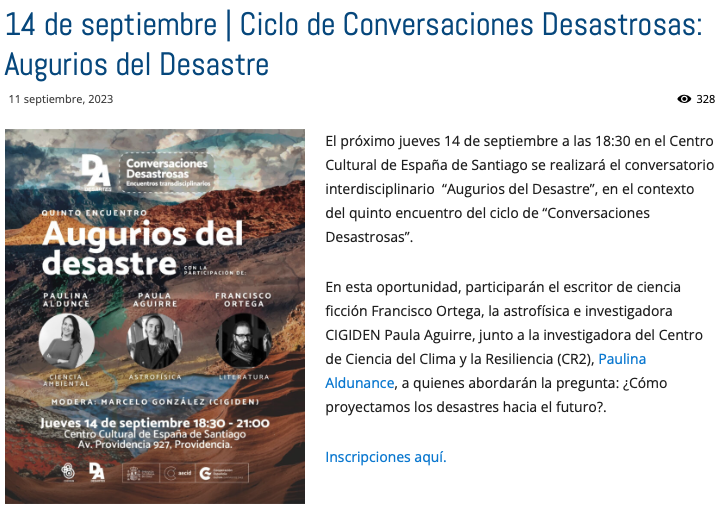 CR2 | Ciclo de Conversaciones Desastrosas: Augurios del Desastre
