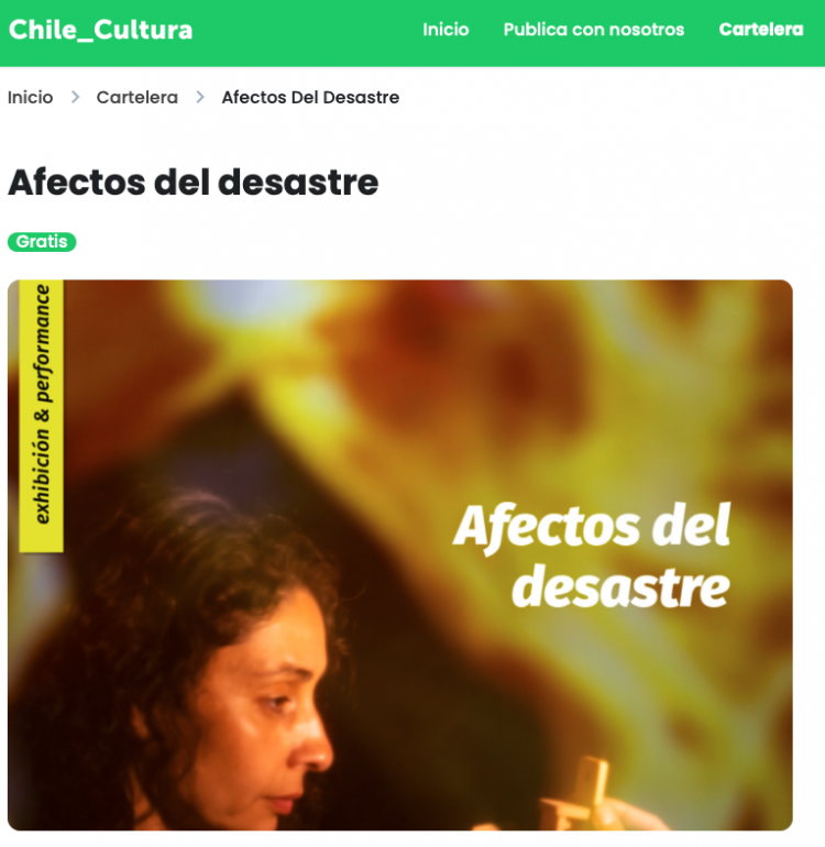 Chile Cultura | Cartelera: Afectos del desastre