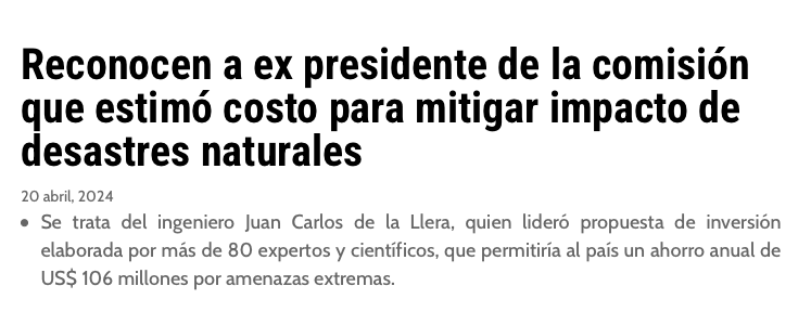 Ad Prensa | Reconocen a ex presidente de la comisión que estimó costo para mitigar impacto de desastres naturales