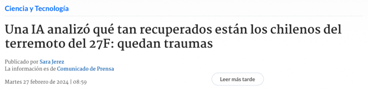 Bio Bio Chile | Una IA analizó qué tan recuperados están los chilenos del terremoto del 27F: quedan traumas