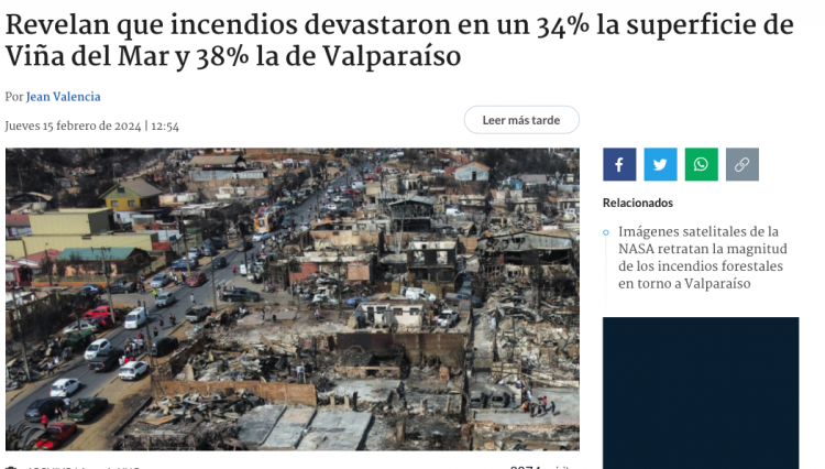 BioBioChile | Revelan que incendios devastaron en un 34% la superficie de Viña del Mar y 38% la de Valparaíso