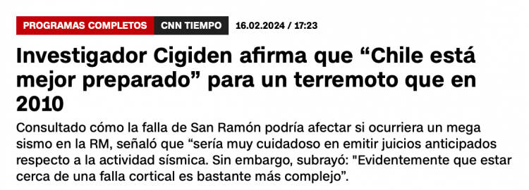CNN | Investigador Cigiden afirma que “Chile está mejor preparado” para un terremoto que en 2010