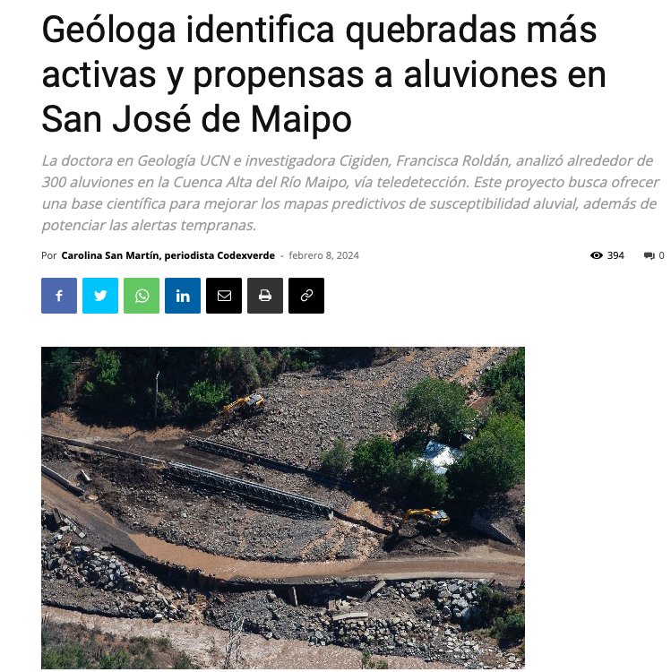 CodexVerde | Geóloga identifica quebradas más activas y propensas a aluviones en San José de Maipo