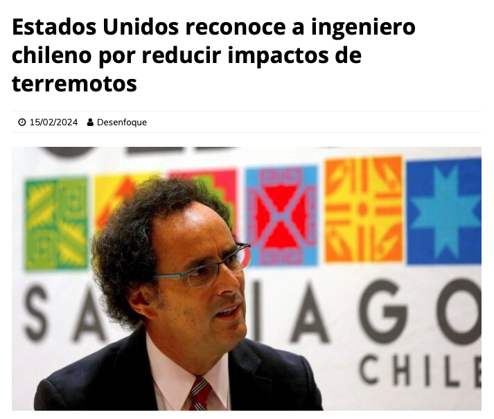 Desenfoque | Estados Unidos reconoce a ingeniero chileno por reducir impactos de terremotos