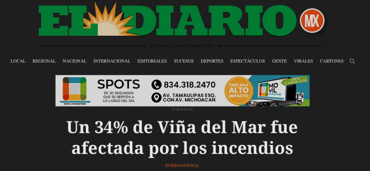 El Diario Mx | Un 34% de Viña del Mar fue afectada por los incendios
