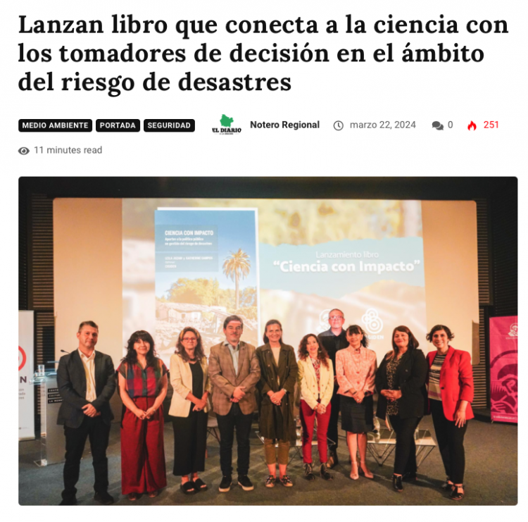 El Diario De Santiago | Lanzan libro que conecta a la ciencia con los tomadores de decisión en el ámbito del riesgo de desastres