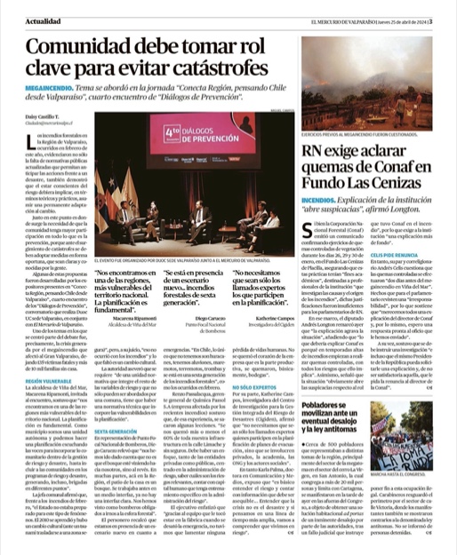 El Mercurio de Valparaíso | Comunidad debe tomar rol clave para evitar catástrofes