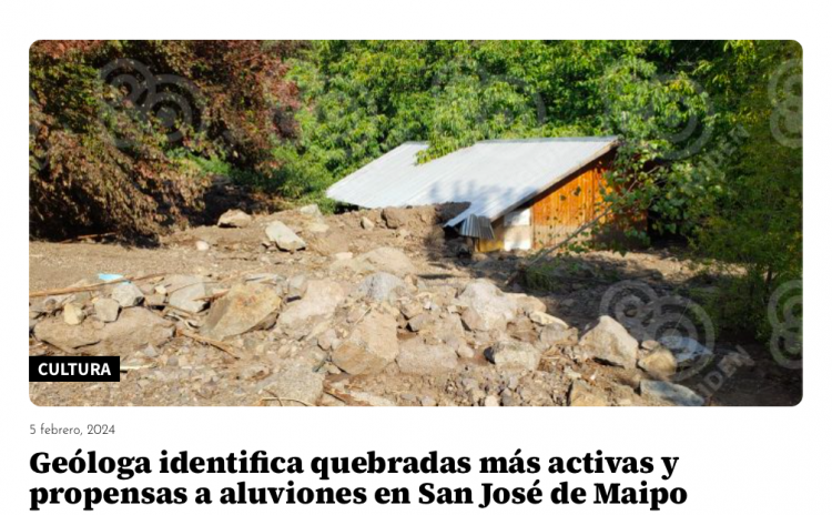 El Mostrador | Geóloga identifica quebradas más activas y propensas a aluviones en San José de Maipo