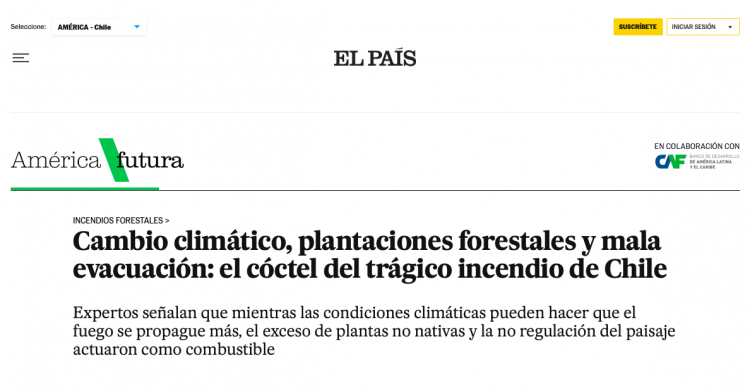 El País | Cambio climático, plantaciones forestales y mala evacuación: el cóctel del trágico incendio de Chile