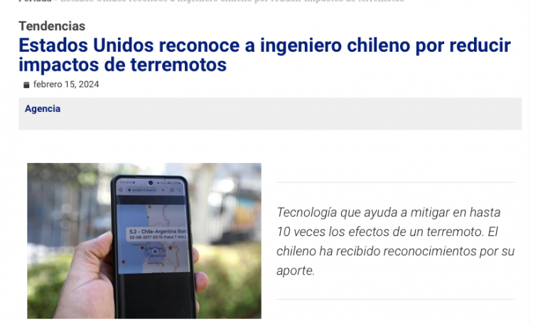 Está Pasando | Estados Unidos reconoce a ingeniero chileno por reducir impactos de terremotos