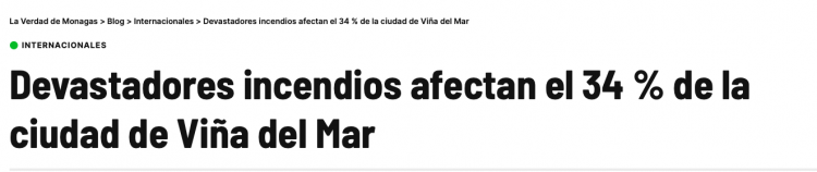 La Verdad de Monagas | Devastadores incendios afectan el 34 % de la ciudad de Viña del Mar
