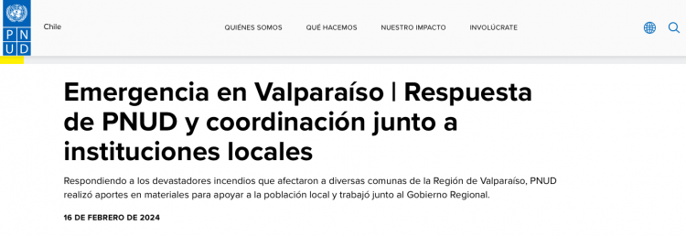 PNUD | Emergencia en Valparaíso | Respuesta de PNUD y coordinación junto a instituciones locales