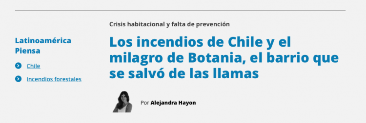 Pagina 12 | Los incendios de Chile y el milagro de Botania, el barrio que se salvó de las llamas