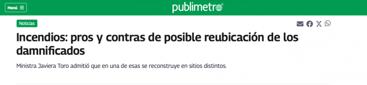 Publimetro | Incendios: Pros y contras de posible reubicación de los damnificados