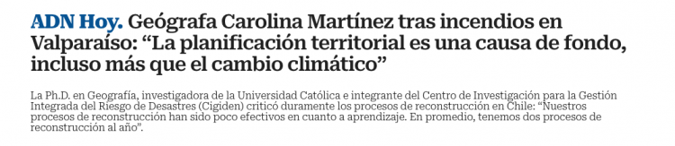 Radio ADN | Geógrafa Carolina Martínez tras incendios en Valparaíso: “La planificación territorial es una causa de fondo, incluso más que el cambio climático”