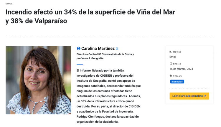 UC.cl | Incendio afectó un 34% de la superficie de Viña del Mar y 38% de Valparaíso