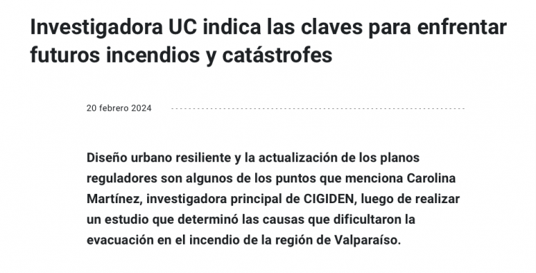 UC.cl | Investigadora UC indica las claves para enfrentar futuros incendios y catástrofes