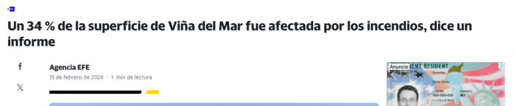 Yahoo News | Un 34 % de la superficie de Viña del Mar fue afectada por los incendios, dice un informe