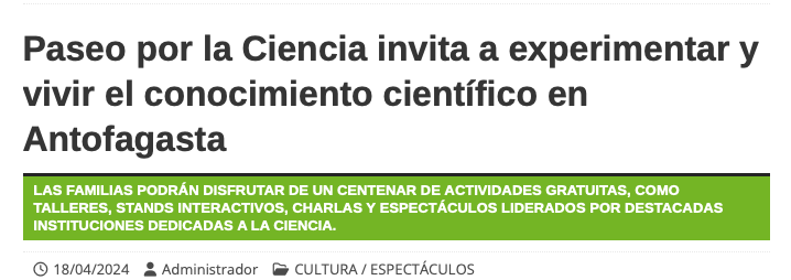 El Referente | Paseo por la Ciencia invita a experimentar y vivir el conocimiento científico en Antofagasta