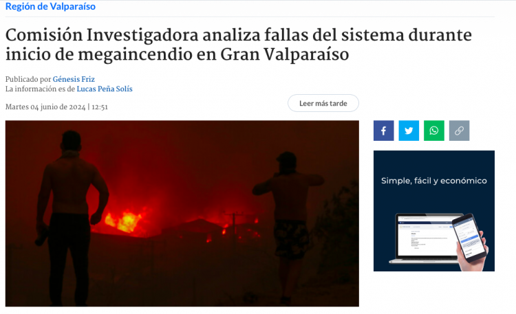BioBioChile.cl | Comisión Investigadora analiza fallas del sistema durante inicio de megaincendio en Gran Valparaíso