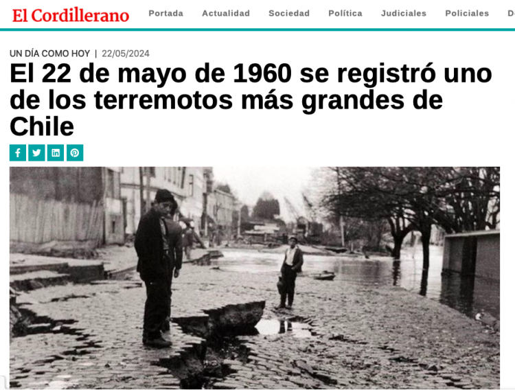 El Cordillerano | El 22 de mayo de 1960 se registró uno de los terremotos más grandes de Chile