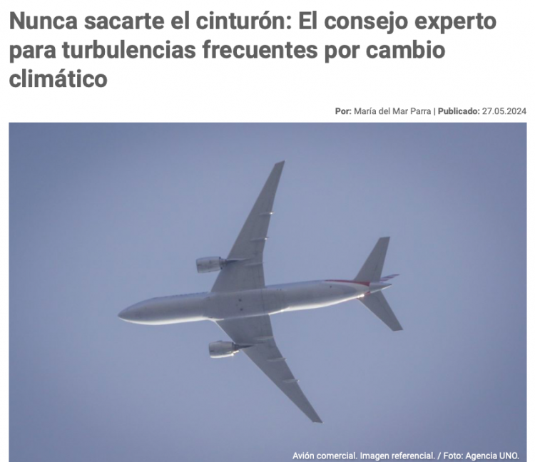 El Desconcierto | Nunca sacarte el cinturón: El consejo experto para turbulencias frecuentes por cambio climático