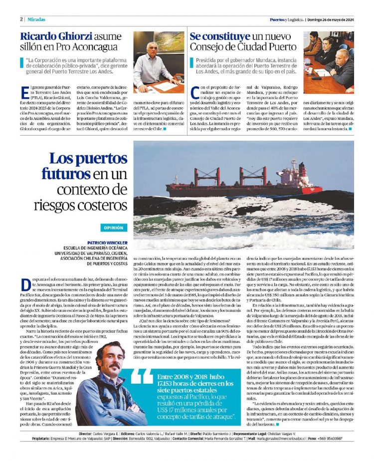 El Mercurio de Valparaíso | Los puertos futuros en un contexto de riesgos costeros