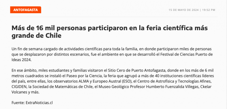 ExtraNoticias.cl | Más de 16 mil personas participaron en la feria científica más grande de Chile