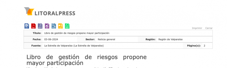 Litoralpress | La Estrella de Valparaíso: Libro de gestión de riesgos propone mayor participación