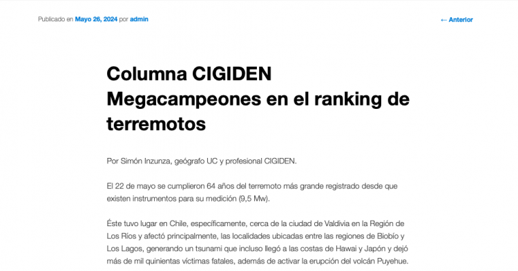 RNE.cl | Columna CIGIDEN: Megacampeones en el ranking de terremotos