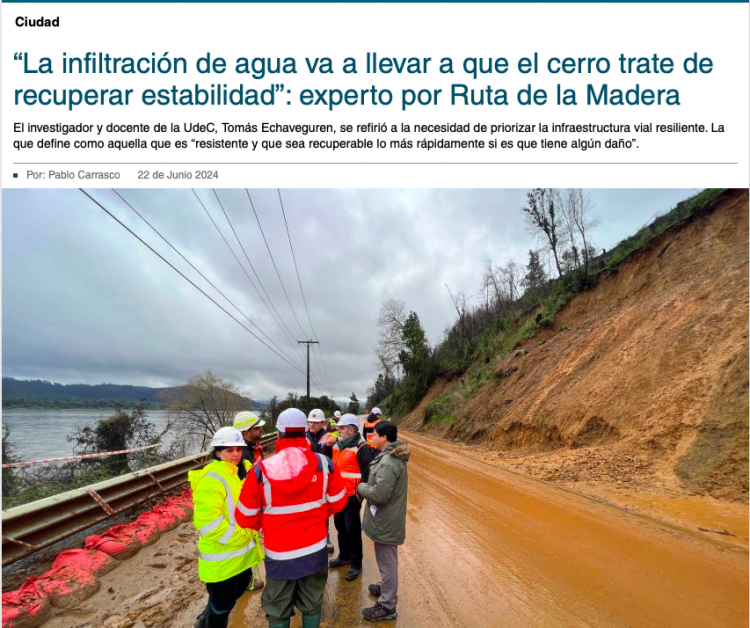Diario Concepción | “La infiltración de agua va a llevar a que el cerro trate de recuperar estabilidad”: experto por Ruta de la Madera