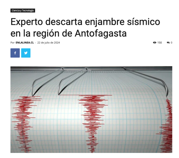 Diario En La Línea | Experto descarta enjambre sísmico en la región de Antofagasta