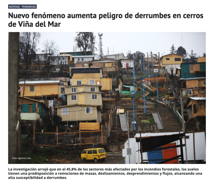 DUNA | Nuevo fenómeno aumenta peligro de derrumbes en cerros de Viña del Mar