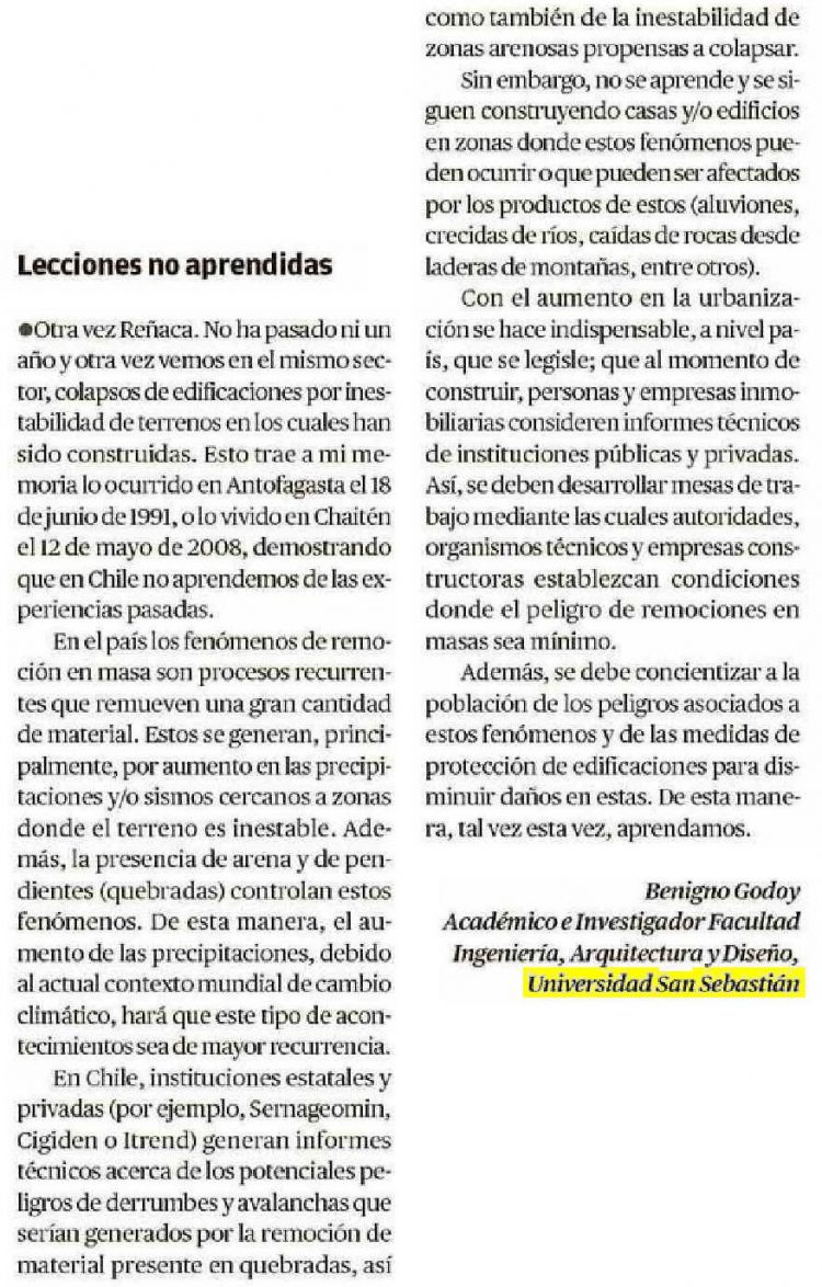 El Mercurio de Valparaíso | Lecciones no aprendidas