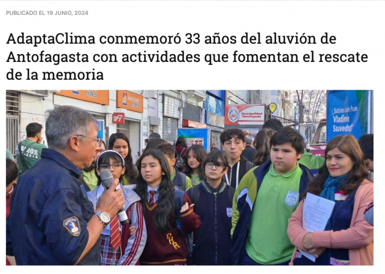 Ministerio de Medio Ambiente | AdaptaClima conmemoró 33 años del aluvión de Antofagasta con actividades que fomentan el rescate de la memoria