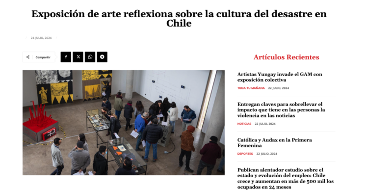 Radio Nuevo Mundo | Exposición de arte reflexiona sobre la cultura del desastre en Chile