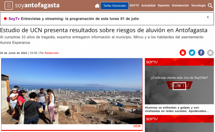 Soy Antofagasta | Estudio CIGIDEN presenta resultados sobre riesgos de aluvión en Antofagasta