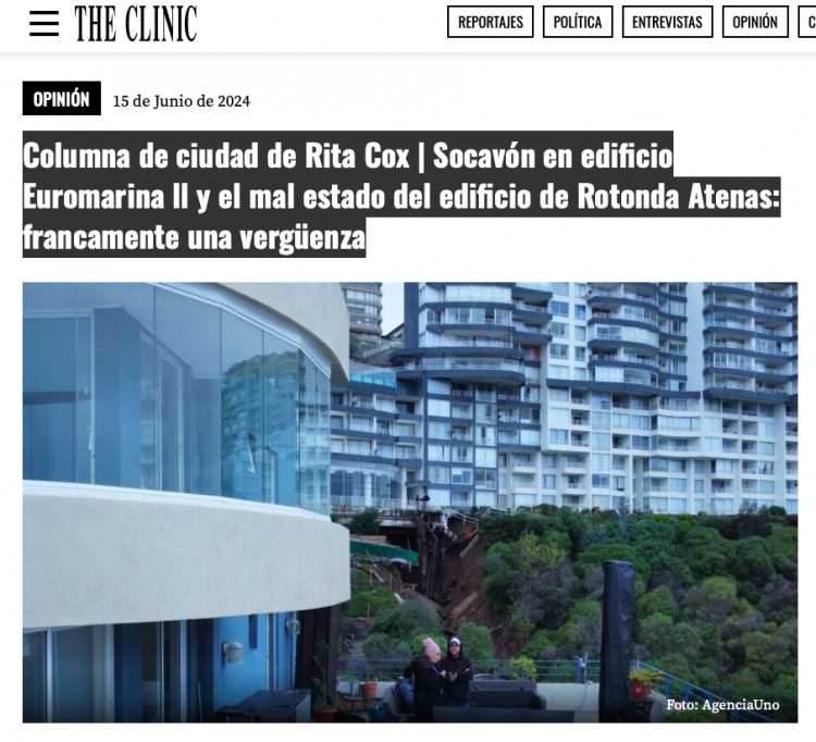 The Clinic | Columna de ciudad de Rita Cox | Socavón en edificio Euromarina ll y el mal estado del edificio de Rotonda Atenas: francamente una vergüenza