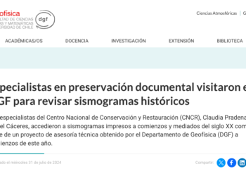 Geofísica U. de Chile | Especialistas en preservación documental visitaron el DGF para revisar sismogramas históricos