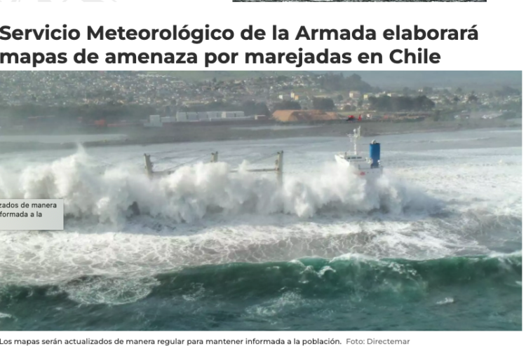 Agenda Marítima | Servicio Meteorológico de la Armada elaborará mapas de amenaza por marejadas en Chile