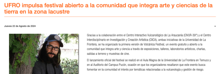 UFRO | UFRO impulsa festival abierto a la comunidad que integra arte y ciencias de la tierra en la zona lacustre
